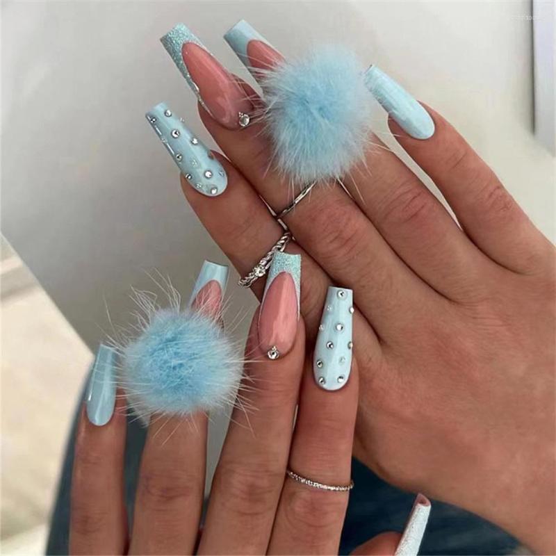 False Nails Autumn Winter Fake Press On Cute Blue Ball Long Ballerina With Designs French Coffin Nail Tips, 04
False Nails Autumn Winter Fake Press On Cute Blue Ball Long Ballerina With Designs French Coffin Nail Tips, 04