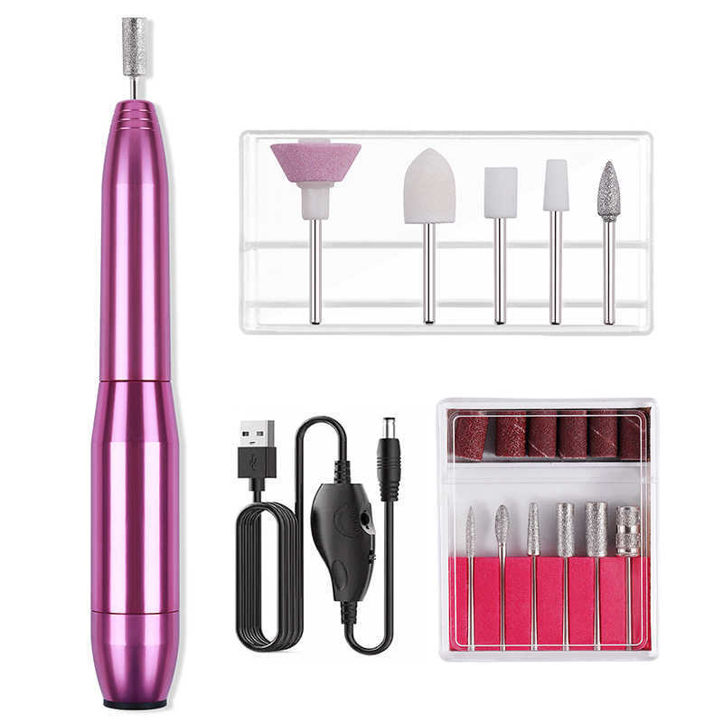 Nail Art Kits USB Electric Drill Machine Manicure Mini Portable Strong Polisher Grinder Sander Schuurmachine Pedicure Tools Kit Pedikure-werkzeugset