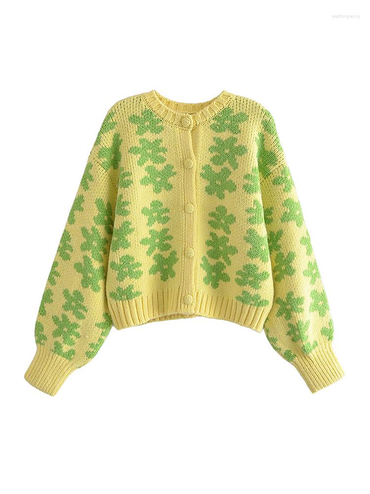 Women' Knits Cardigans Sweaters 2022 Fashion Women Floral Jacquard Knitted Sweater Crew Neck Long Sleeve Button Up Cropped Oversized, Yellow
Women' Knits Cardigans Sweaters 2022 Fashion Women Floral Jacquard Knitted Sweater Crew Neck Long Sleeve Button Up Cropped Oversized, Yellow