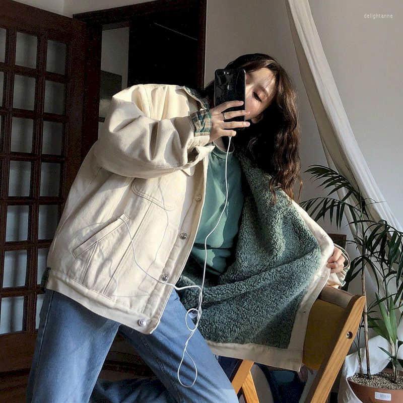 Women's Down Women Winter Plus Velvet Padded Jacket Korean Loose Stitching Cotton Coat BF Lamb Wool All-match Preppy Denim Streetwear, Apricot
Women's Down Women Winter Plus Velvet Padded Jacket Korean Loose Stitching Cotton Coat BF Lamb Wool All-match Preppy Denim Streetwear, Apricot
