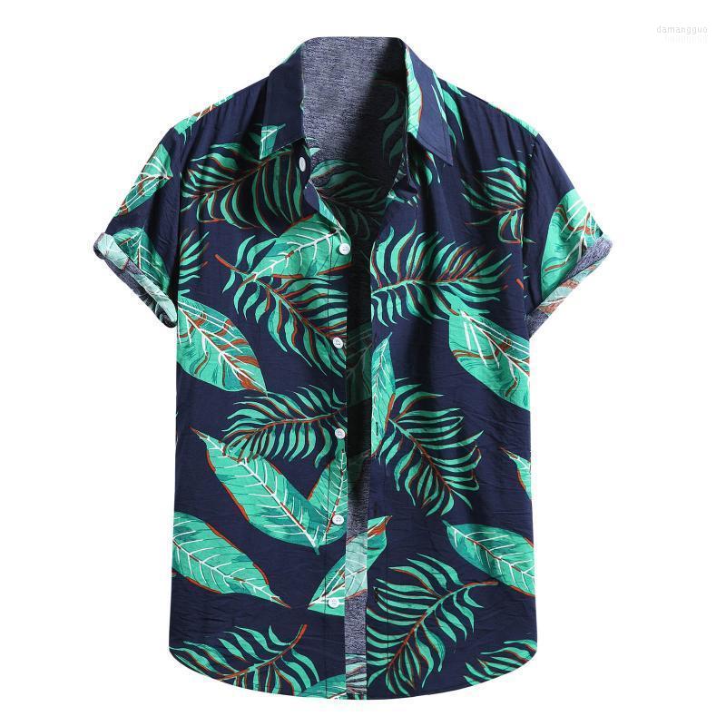 Men' Casual Shirts Men' Men Shirt Fashion Cotton Linen Print Short Sleeve Button Blouse Tee Spring Summer Top Clothing, White