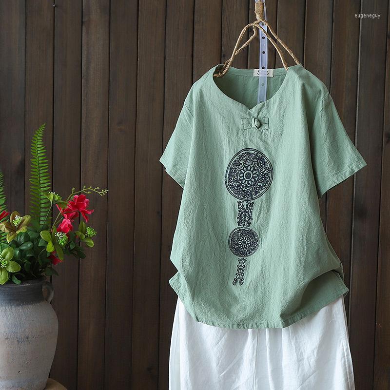 Women's Blouses Pure Cotton Women Tops Summer Retro Buttoned Blouse Casual Literary Short-sleeve Loose Chinese Shirt Green White Blusas, Wt
Women's Blouses Pure Cotton Women Tops Summer Retro Buttoned Blouse Casual Literary Short-sleeve Loose Chinese Shirt Green White Blusas, Wt