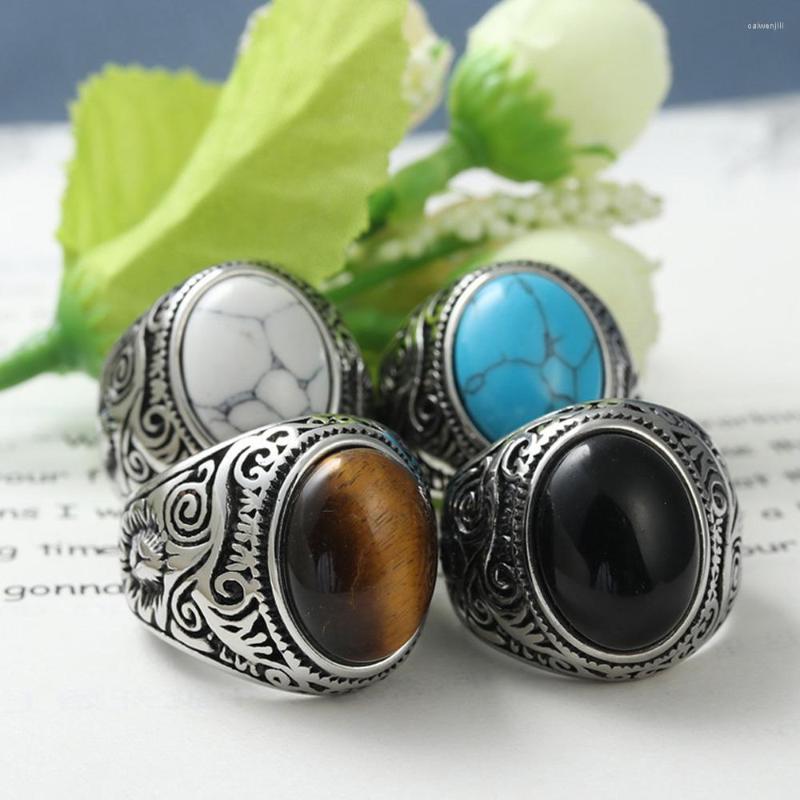 Cluster Rings Punk Natural Dashi Tiger Eye Ring For Men Women Retro Stainless Steel Carved Pattern Stamp Big Stone Fashion Jewelry Gift
Cluster Rings Punk Natural Dashi Tiger Eye Ring For Men Women Retro Stainless Steel Carved Pattern Stamp Big Stone Fashion Jewelry Gift