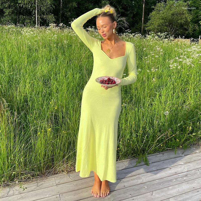 Casual Dresses Autumn Elegant Yellow Long Dress Women Sleeve Low-Cut Square Neck Wrap Vacation Plain Ribbed
Casual Dresses Autumn Elegant Yellow Long Dress Women Sleeve Low-Cut Square Neck Wrap Vacation Plain Ribbed