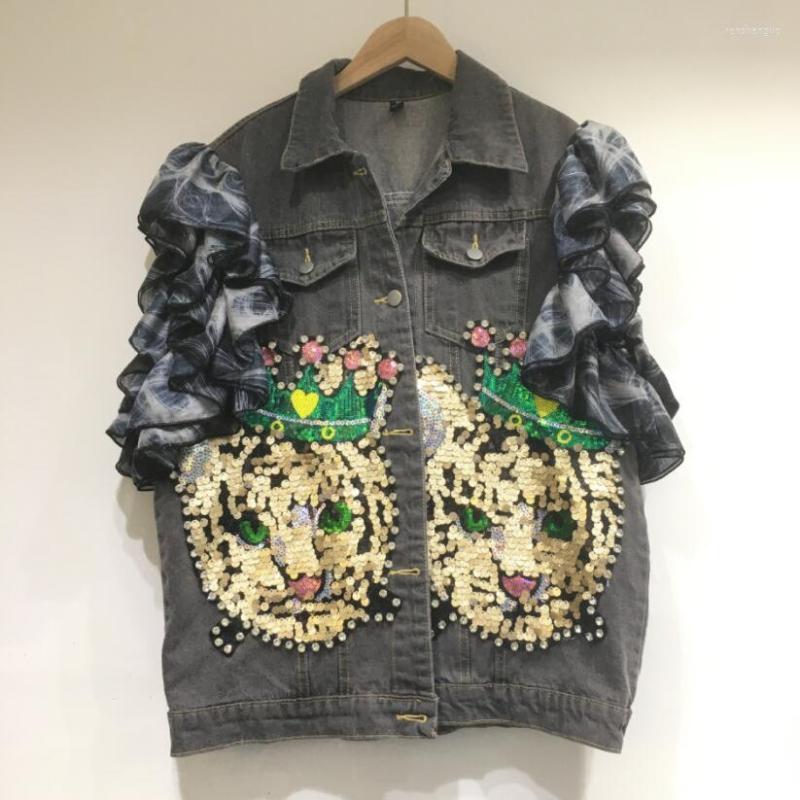 Women's Vests Fashion Streetwear Denim Vest Women's Thailand Autumn Ruffles High Grade Mesh Sequins Waistcoat Patchwork Jeans Tank W402, Gray
Women's Vests Fashion Streetwear Denim Vest Women's Thailand Autumn Ruffles High Grade Mesh Sequins Waistcoat Patchwork Jeans Tank W402, Gray