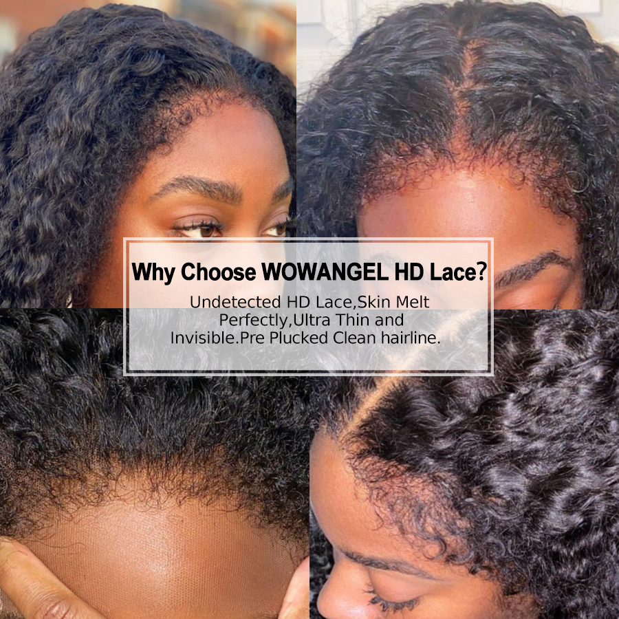 Kinky Straight Lace Front Human Hair Wigs 13X4 Transparent hd Frontal Wigs Pre Plucked 150% Density Yaki Diva1
