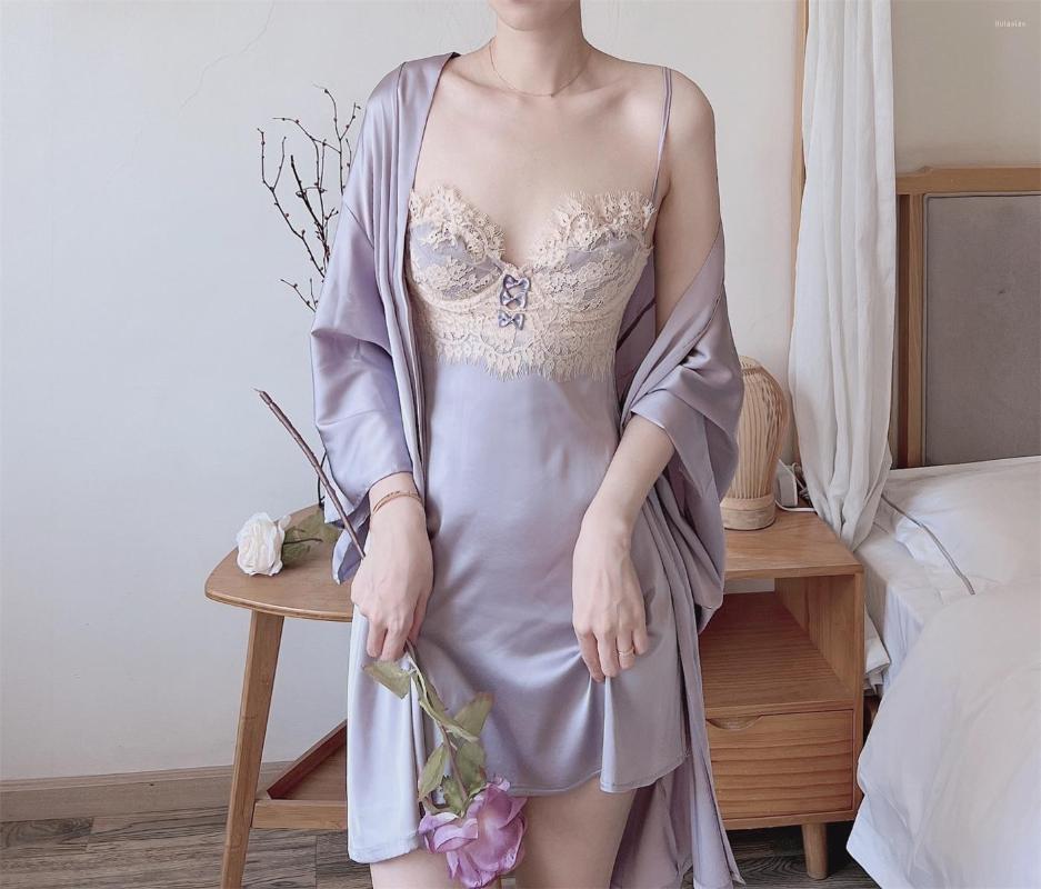 Women's Sleepwear Pajamas Women Sexy Summer Ice Thin Condole Belt Nightgown Steel Ring Gathered Small Chest To Show Big Lace Mood Advanced, Lavender
Women's Sleepwear Pajamas Women Sexy Summer Ice Thin Condole Belt Nightgown Steel Ring Gathered Small Chest To Show Big Lace Mood Advanced, Lavender