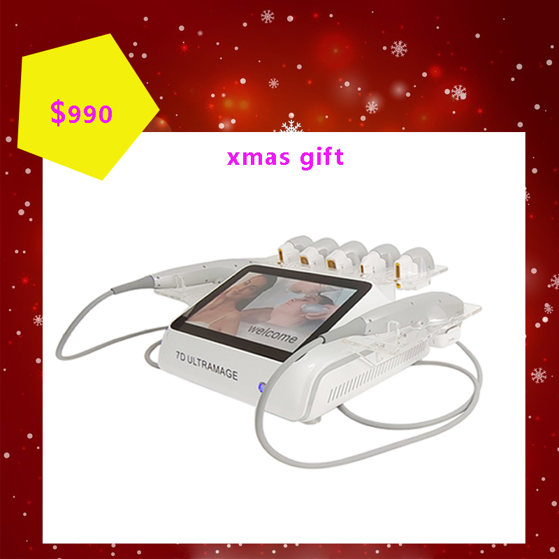 RF mini hifu 7d machine for face treatment 2 dual handles anti aging ultrasound facial lift machine cartuchos korea 3D 6d 9d 11d hi fu portable