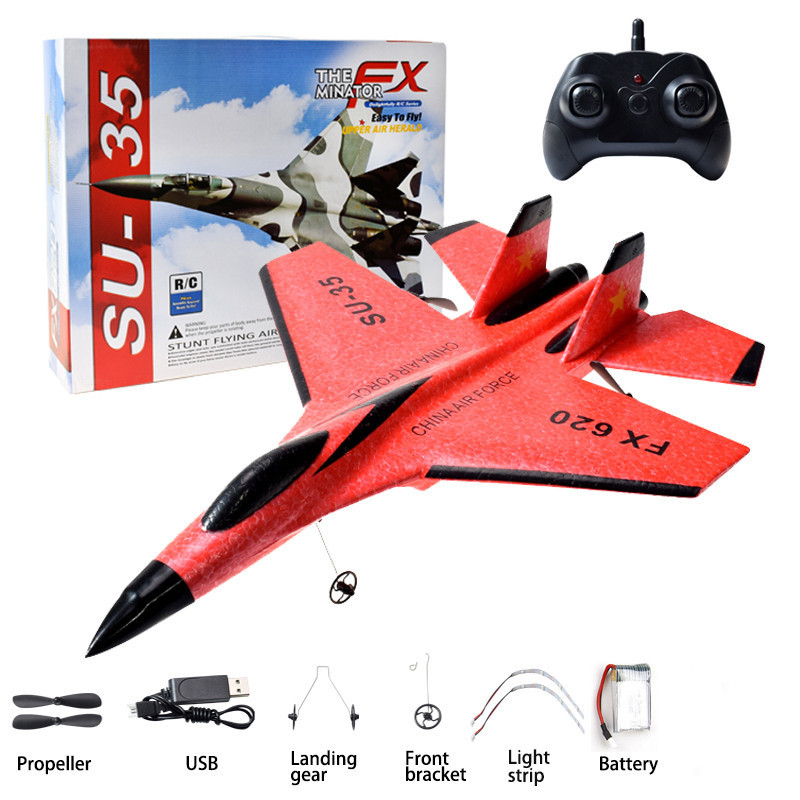 ElectricRC Aircraft SU57 SU35 RC Plane Radio Remote Control Airplane With Light Fixed Wing Hand Throwing Foam Electric Model Toys