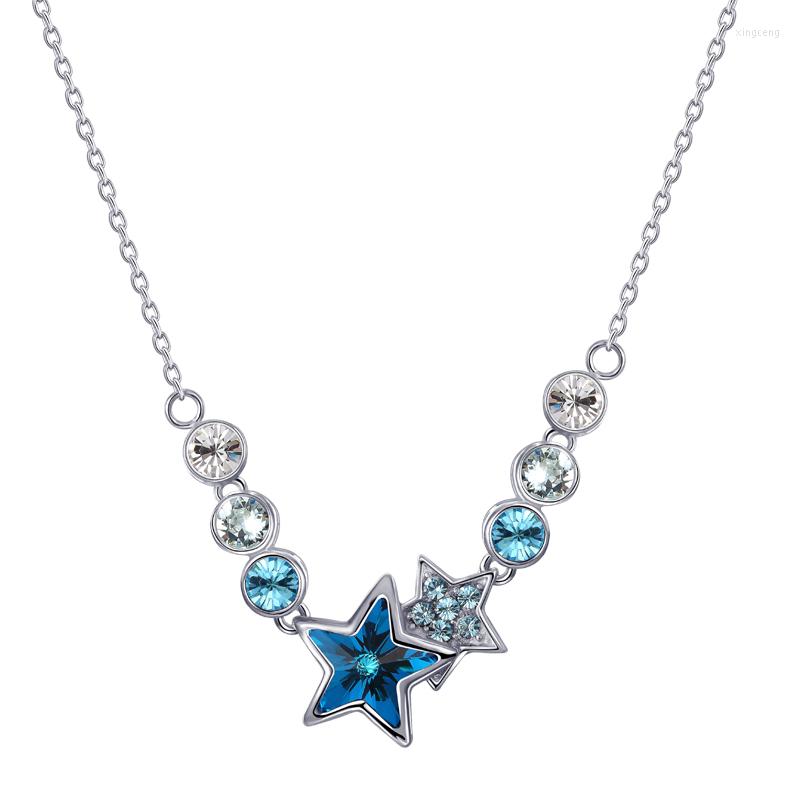 Chains COCOM Elegant Blue Star Women's Neck Chain Necklace Crystals From Austria Fashion Female Choker Necklaces Party Jewelry Gift
Chains COCOM Elegant Blue Star Women's Neck Chain Necklace Crystals From Austria Fashion Female Choker Necklaces Party Jewelry Gift