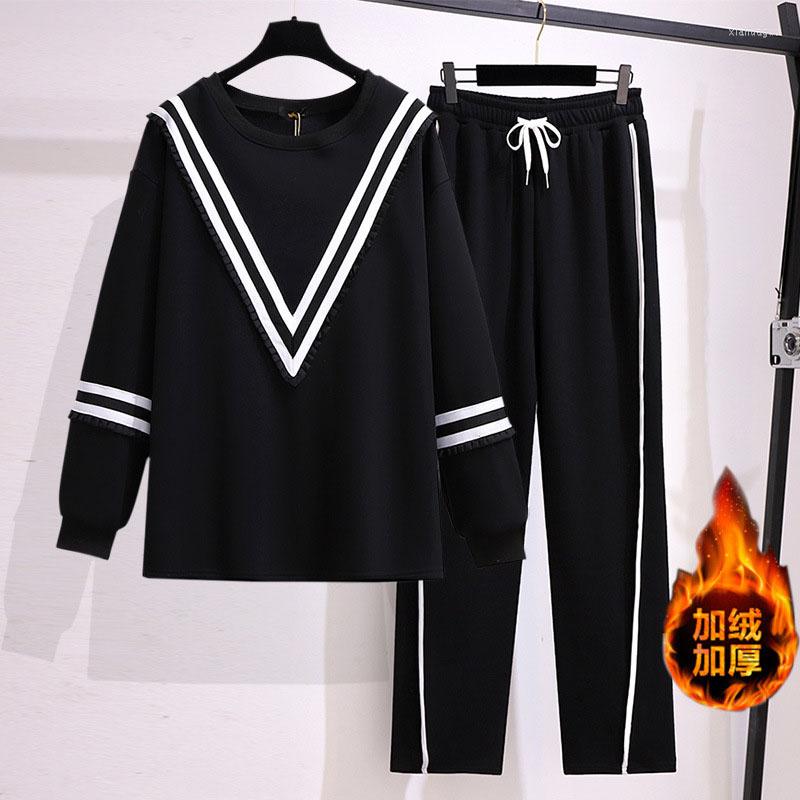 Tracksuits 150Kg Plus Size Women's Winter Loose Striped Fleece Sweatshirts Pants Suit Bust 157cm 6XL 7XL 8XL 9XL 10XL Casual Fashion, Black top
Tracksuits 150Kg Plus Size Women's Winter Loose Striped Fleece Sweatshirts Pants Suit Bust 157cm 6XL 7XL 8XL 9XL 10XL Casual Fashion, Black top