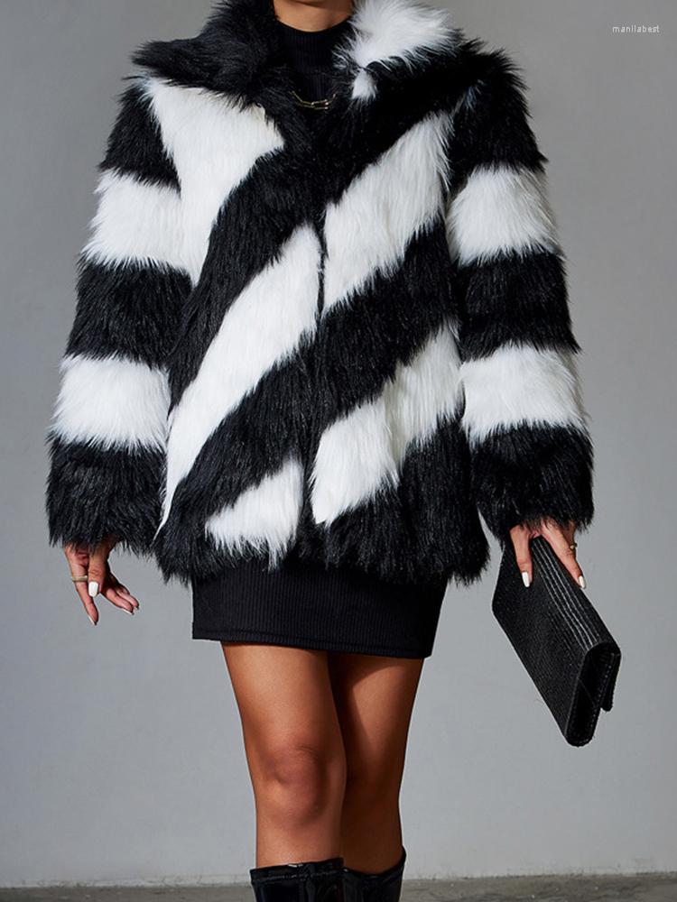 Women's Fur FMFSSOM Winter Women Faux Coat Fashion Casual Female Long Sleeve Black White Stripe Turn Down Collar Warm Coats
Women's Fur FMFSSOM Winter Women Faux Coat Fashion Casual Female Long Sleeve Black White Stripe Turn Down Collar Warm Coats