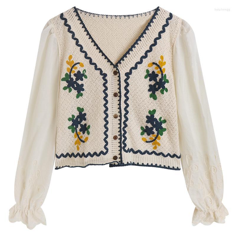 Women's Knits Women's & Tees Korean Style Summer Cropped Cardigan Sweater Flower Embroidery Vintage Stylish Single Bknitted Reasted, Navy blue
Women's Knits Women's & Tees Korean Style Summer Cropped Cardigan Sweater Flower Embroidery Vintage Stylish Single Bknitted Reasted, Navy blue