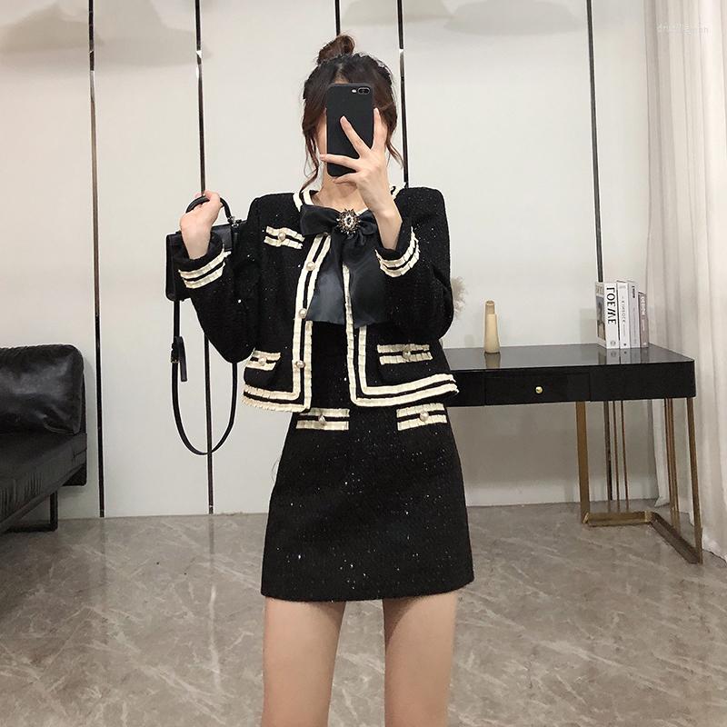 Work Dresses Female Winter Style Bowknot Long-Sleeved Woolen Coat Half-Length Skirt Two-Piece Fashion Suit Women, Black
Work Dresses Female Winter Style Bowknot Long-Sleeved Woolen Coat Half-Length Skirt Two-Piece Fashion Suit Women, Black