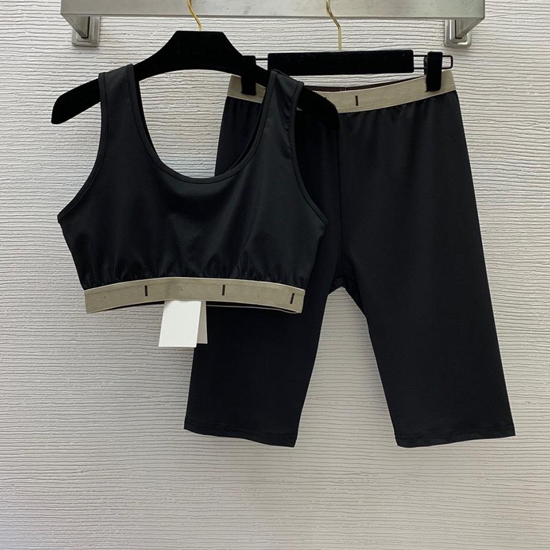 Women' Two Piece Pants High End Quality Sport Sets For Women Sheath Knit Crop Vest Letters Tank Top And Elasticated Waist Bermuda Shorts, Black
Women' Two Piece Pants High End Quality Sport Sets For Women Sheath Knit Crop Vest Letters Tank Top And Elasticated Waist Bermuda Shorts, Black