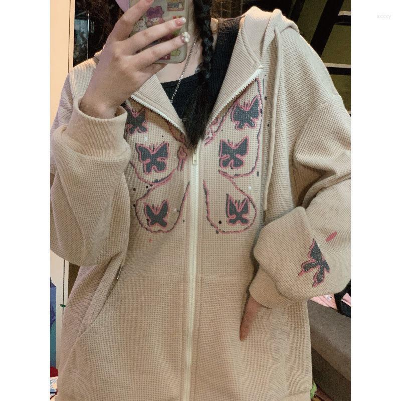 Women's Hoodies Women's & Sweatshirts Hip Hop Simple Style Women Butterfly Print Hoodie Long Sleeve Zip Up Loose Sweatshirt 2022 Y2K, Beige
Women's Hoodies Women's & Sweatshirts Hip Hop Simple Style Women Butterfly Print Hoodie Long Sleeve Zip Up Loose Sweatshirt 2022 Y2K, Beige