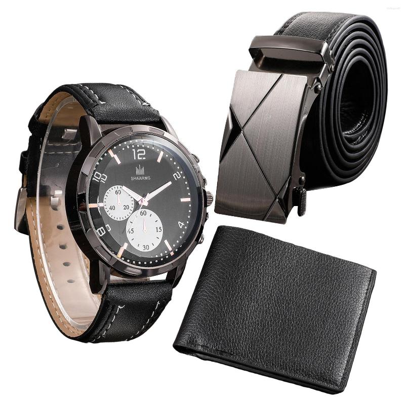 Belts Men's Watch Wallet Belt Set Male's Gift For Father's Day Birthday 3pcs/set Good-looking Dad Boyfriend PU Strap EIG88, Black
Belts Men's Watch Wallet Belt Set Male's Gift For Father's Day Birthday 3pcs/set Good-looking Dad Boyfriend PU Strap EIG88, Black