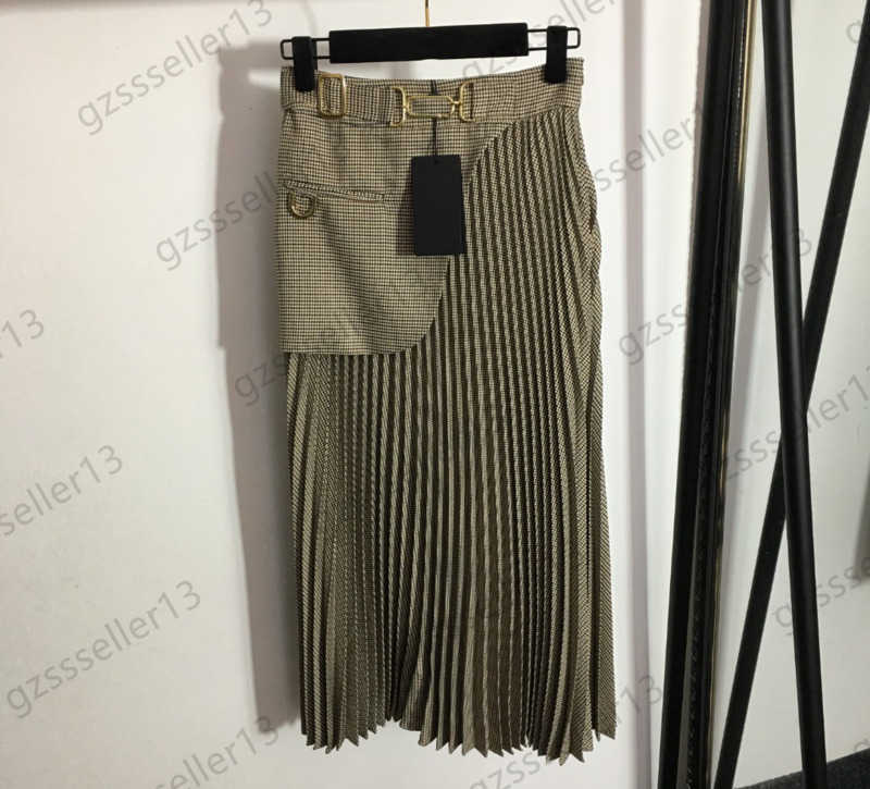 Fashion Womens Skirt Hardware Buckle Thousand Bird Lattice High Waist Hundred Pleated Half Skirts Soft Fabric Drape Design Feels Women Clothing 2 Colors 1970
Fashion Womens Skirt Hardware Buckle Thousand Bird Lattice High Waist Hundred Pleated Half Skirts Soft Fabric Drape Design Feels Women Clothing 2 Colors 1970