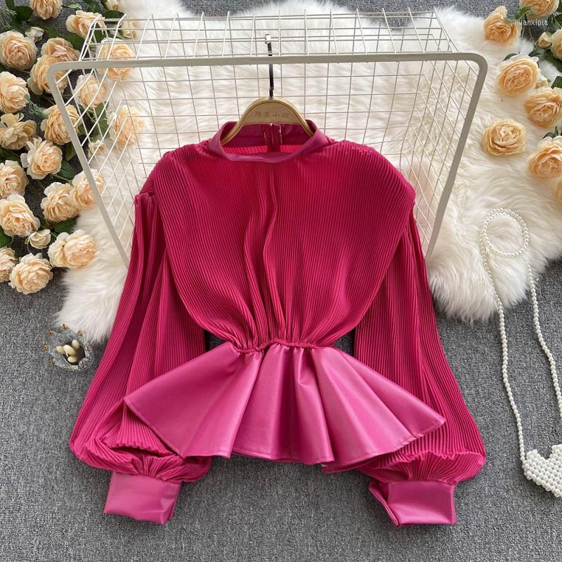 Women's Blouses Fall 2022 Fashion French Chic Blouse Female Temperament Stand-up Collar Waist All-match Leather Blusa Short Shirt KK1782, Purple
Women's Blouses Fall 2022 Fashion French Chic Blouse Female Temperament Stand-up Collar Waist All-match Leather Blusa Short Shirt KK1782, Purple