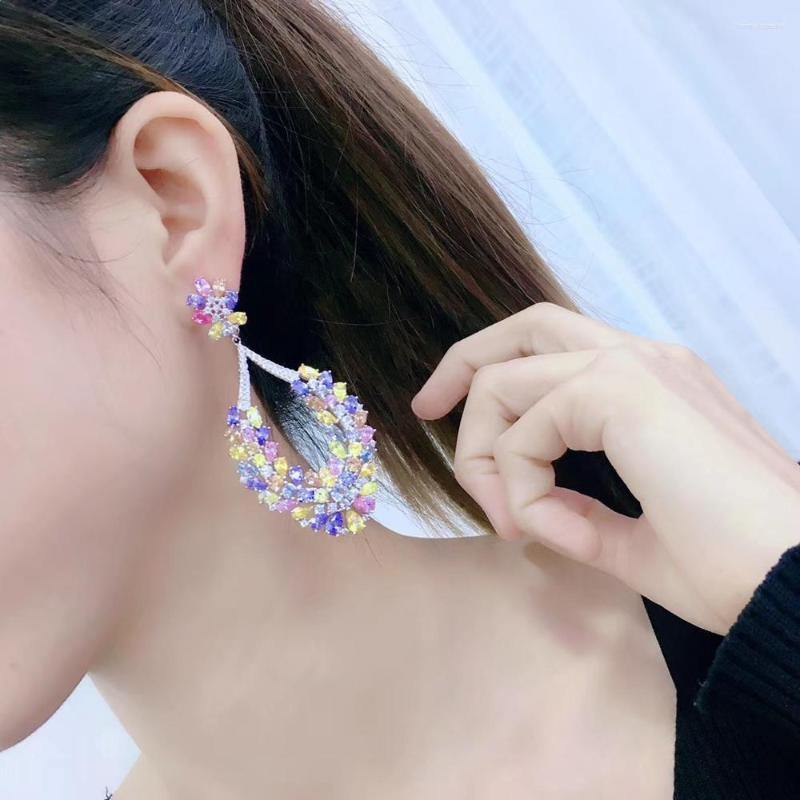 Dangle Earrings Big Earring 925 Sterling Silver With Cubic Zircon Multi Color Fine Women Jewelry
Dangle Earrings Big Earring 925 Sterling Silver With Cubic Zircon Multi Color Fine Women Jewelry