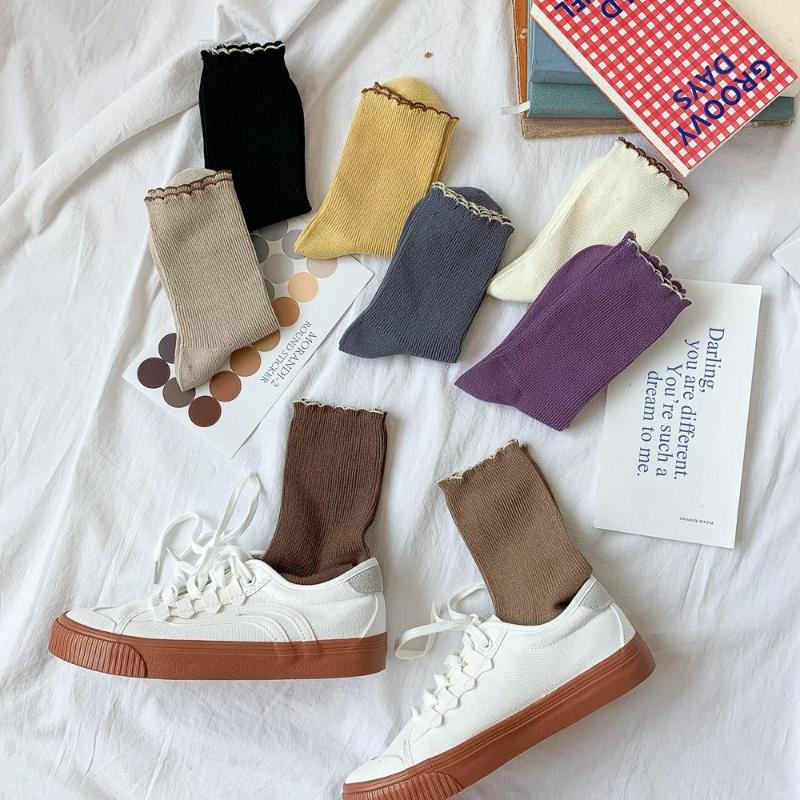 Women Socks 8 Colors Female Autumn And Winter Mid-Tube Women's Wavy Side Plain Japanese Sweet Mid-length Solid Color Pile AB, Purple
Women Socks 8 Colors Female Autumn And Winter Mid-Tube Women's Wavy Side Plain Japanese Sweet Mid-length Solid Color Pile AB, Purple