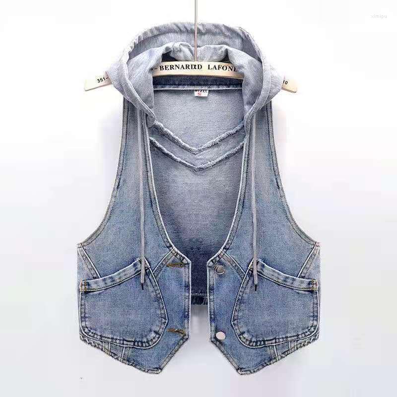 Women' Vests Spring Autumn Fashion Women Clothing Sleeveless Vest Jacket Cropped Hooded Denim Outerwear Chaleco Mujer Y449
Women' Vests Spring Autumn Fashion Women Clothing Sleeveless Vest Jacket Cropped Hooded Denim Outerwear Chaleco Mujer Y449