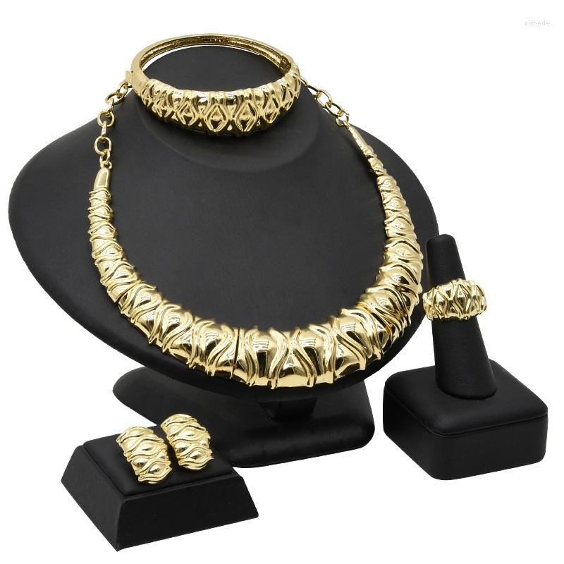 Necklace Earrings Set Dubai 18K Gold Bridal Wedding Ring Bracelet Women Banquet Jewelry, Picture shown
Necklace Earrings Set Dubai 18K Gold Bridal Wedding Ring Bracelet Women Banquet Jewelry, Picture shown