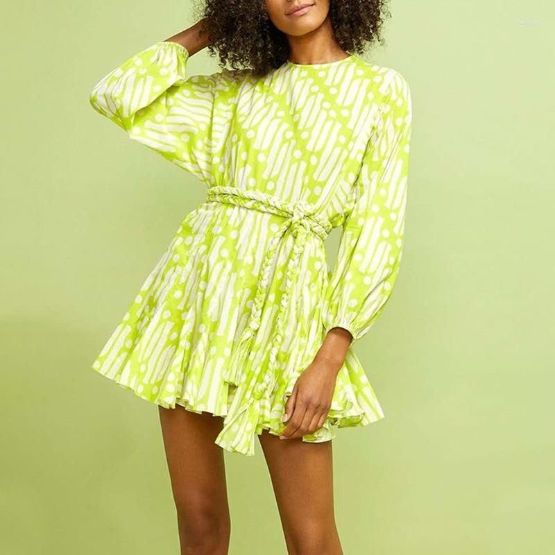Casual Dresses Dress Women Summer 2022 Fashion Round Neck Lantern Sleeves Printed Handwoven Belt Ruffle Short, 03
Casual Dresses Dress Women Summer 2022 Fashion Round Neck Lantern Sleeves Printed Handwoven Belt Ruffle Short, 03