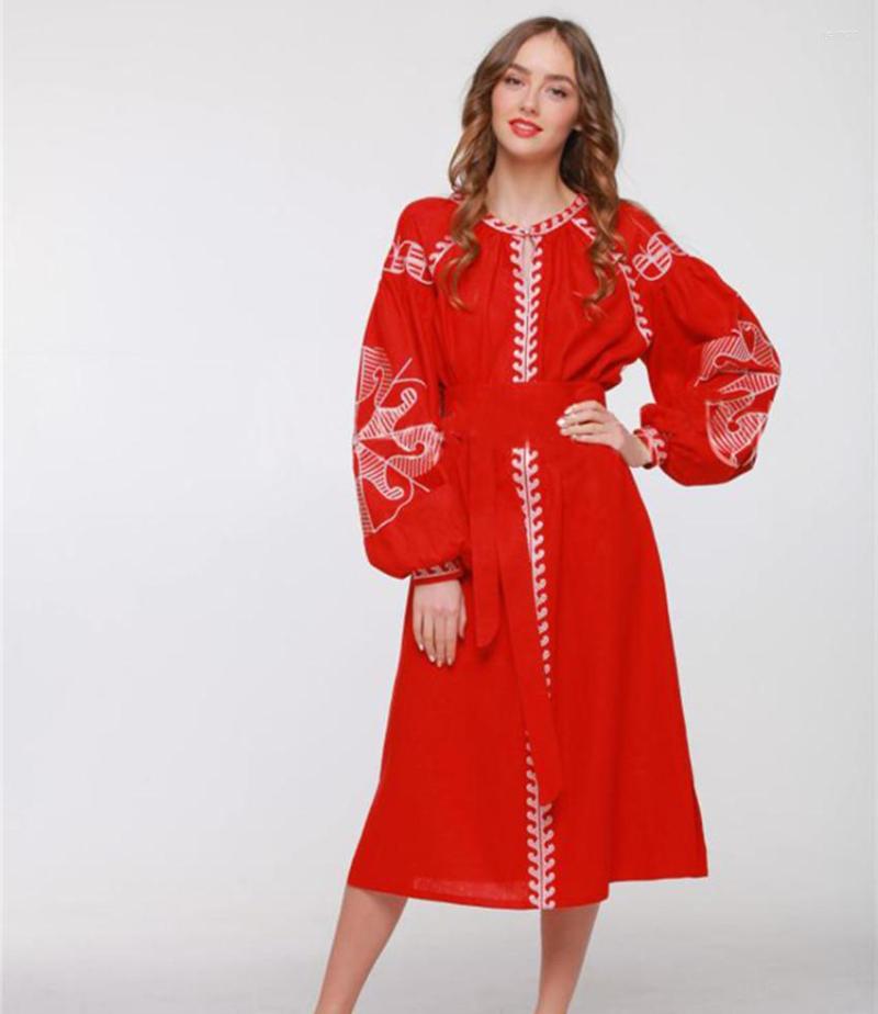 Casual Dresses JSXDHK Runway Designer Bohemia Holiday Dress Spring Autumn Embroidery Red Line And Cotton Vintage Lace Up Tassel Belt Midi
Casual Dresses JSXDHK Runway Designer Bohemia Holiday Dress Spring Autumn Embroidery Red Line And Cotton Vintage Lace Up Tassel Belt Midi