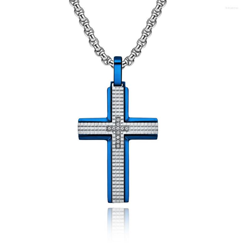 Pendant Necklaces Artistic Jewelry Wholesale Engrave CNC Inlaid Zircon Stainless Steel Blue Layer Plaid Men Cross Necklace
Pendant Necklaces Artistic Jewelry Wholesale Engrave CNC Inlaid Zircon Stainless Steel Blue Layer Plaid Men Cross Necklace