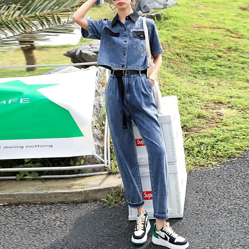 Women' Two Piece Pants Women' Casual Denim 2 Set Summer Women Korean Hit Color Short Sleeve Crop Coat Slim Loose Cargo Tooling Belt, Light blue
Women' Two Piece Pants Women' Casual Denim 2 Set Summer Women Korean Hit Color Short Sleeve Crop Coat Slim Loose Cargo Tooling Belt, Light blue