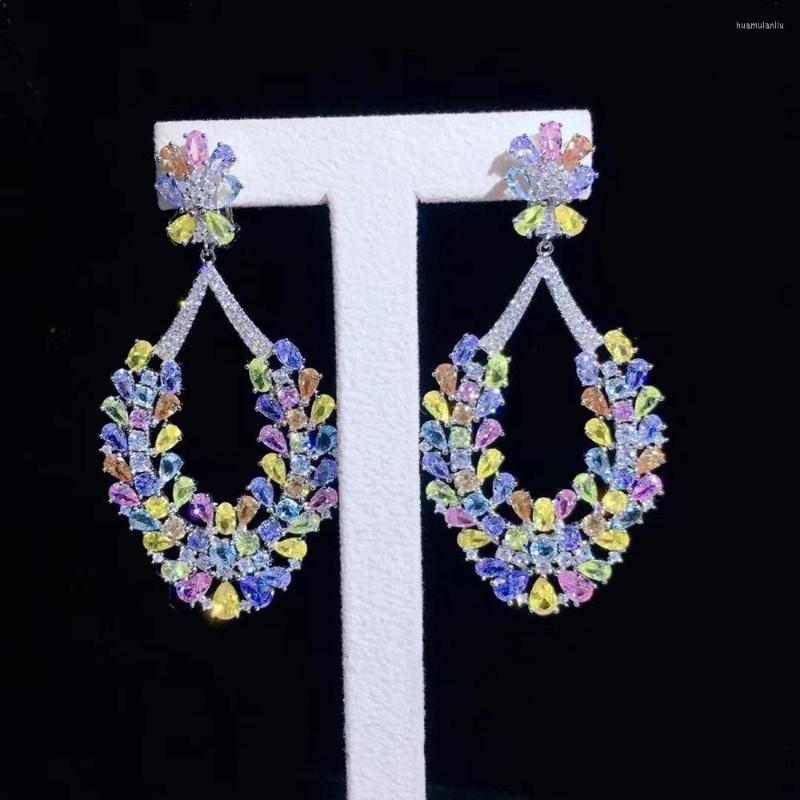 Dangle Earrings Multi Color Cubic Zircon Earring 925 Sterling Silver With Blingbling Party Wedding Fashion
Dangle Earrings Multi Color Cubic Zircon Earring 925 Sterling Silver With Blingbling Party Wedding Fashion
