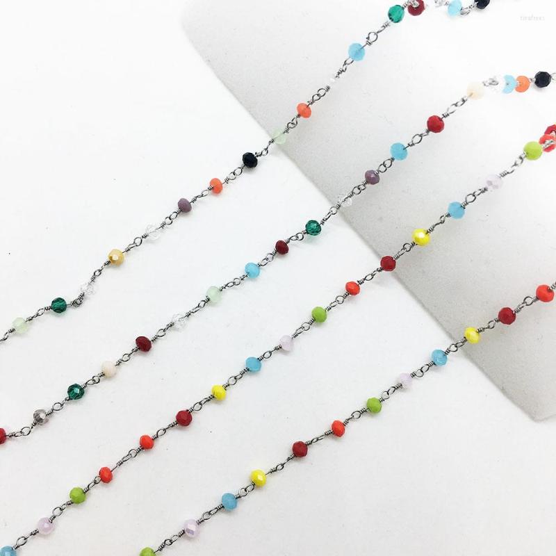 Chains Stainless Steel Glass Crystal Color Bead Chain DIY Handmade Fine Couples Necklace Bracelet Femme Jewelry Gift Making Wholesale
Chains Stainless Steel Glass Crystal Color Bead Chain DIY Handmade Fine Couples Necklace Bracelet Femme Jewelry Gift Making Wholesale