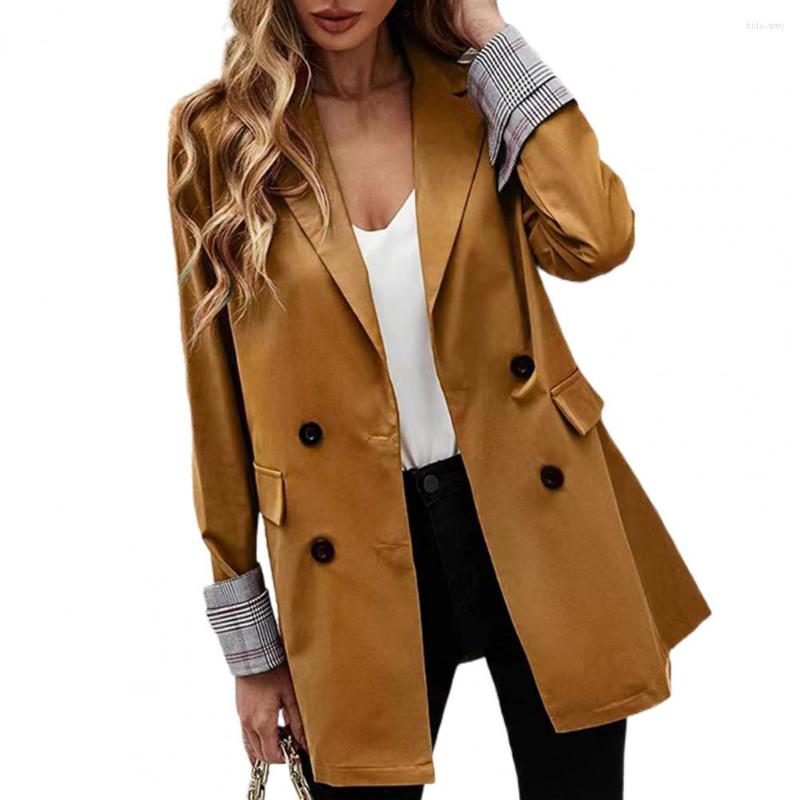 Women' Suits Lapel Women Blazer Double-breasted Plaid Patchwork Cuffs Flap Pockets Solid Color Elegant Coat Outerwear, Black
Women' Suits Lapel Women Blazer Double-breasted Plaid Patchwork Cuffs Flap Pockets Solid Color Elegant Coat Outerwear, Black