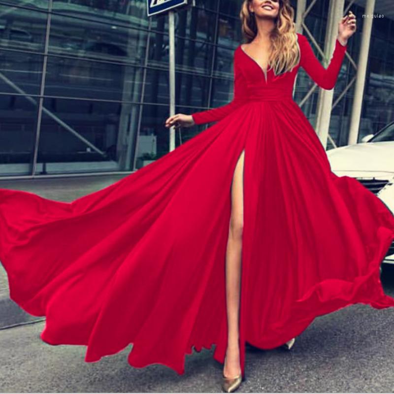 Casual Dresses Elegant For Women Long Sleeve V-neck Maxi Dress Slit Robe Slim Versatile Autumn Set Female Clothing, Green
Casual Dresses Elegant For Women Long Sleeve V-neck Maxi Dress Slit Robe Slim Versatile Autumn Set Female Clothing, Green