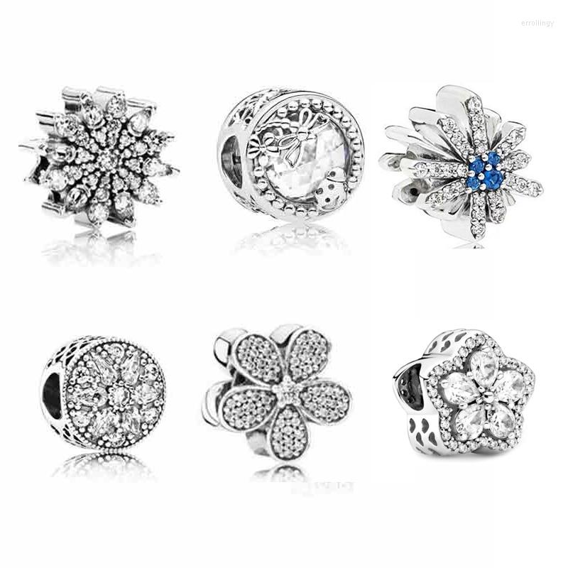 

Beads Natural Magic 925 Silver Exquisite Snowflake Bowknot Flower Beaded Accessories Fashion Charm Making Women's Jewelry Party Gift