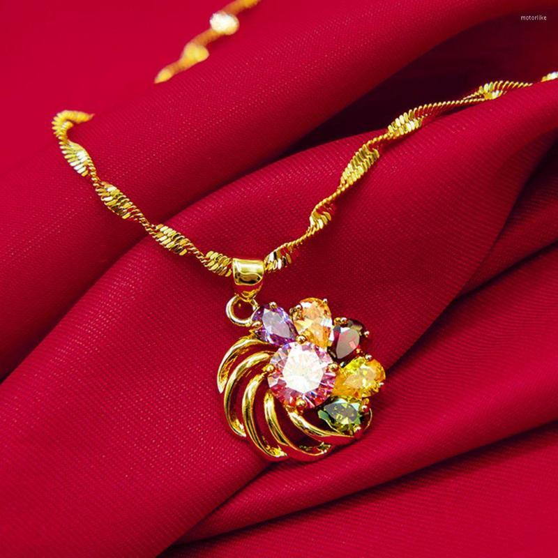 Chains Colorful Pendant Necklace Chain Yellow Gold Filled Multicolor Jewelry Womens Accessories Beautiful Gift
Chains Colorful Pendant Necklace Chain Yellow Gold Filled Multicolor Jewelry Womens Accessories Beautiful Gift