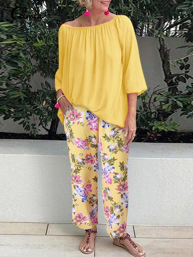 Women's Two Piece Pants Women's Celmia Fashion Baggy Pant Sets Women 3/4 Sleeve Solid Color Top And Floral Print Leisure Holiday 2, Black
Women's Two Piece Pants Women's Celmia Fashion Baggy Pant Sets Women 3/4 Sleeve Solid Color Top And Floral Print Leisure Holiday 2, Black