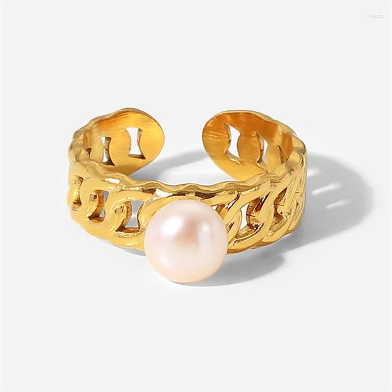 Cluster Rings Youthway Stainless Steel Pearl Ring Metal Hollow Design 18 K Opening Waterproof Jewelry Anillos Mujer Gift 2022
Cluster Rings Youthway Stainless Steel Pearl Ring Metal Hollow Design 18 K Opening Waterproof Jewelry Anillos Mujer Gift 2022
