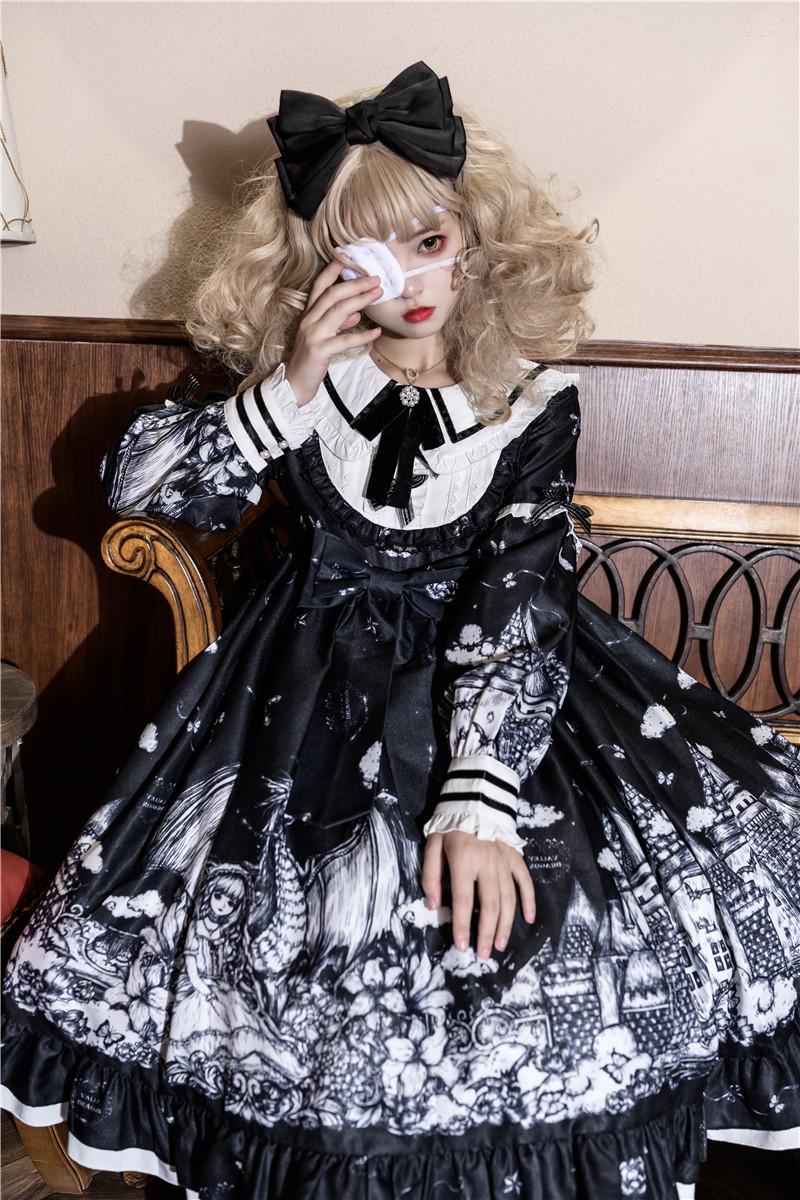 Casual Dresses Original Design Gothic Lolita Dress With Long Sleeves Dark Hemlines Autumn And Winter Daily Girl, The night black
Casual Dresses Original Design Gothic Lolita Dress With Long Sleeves Dark Hemlines Autumn And Winter Daily Girl, The night black