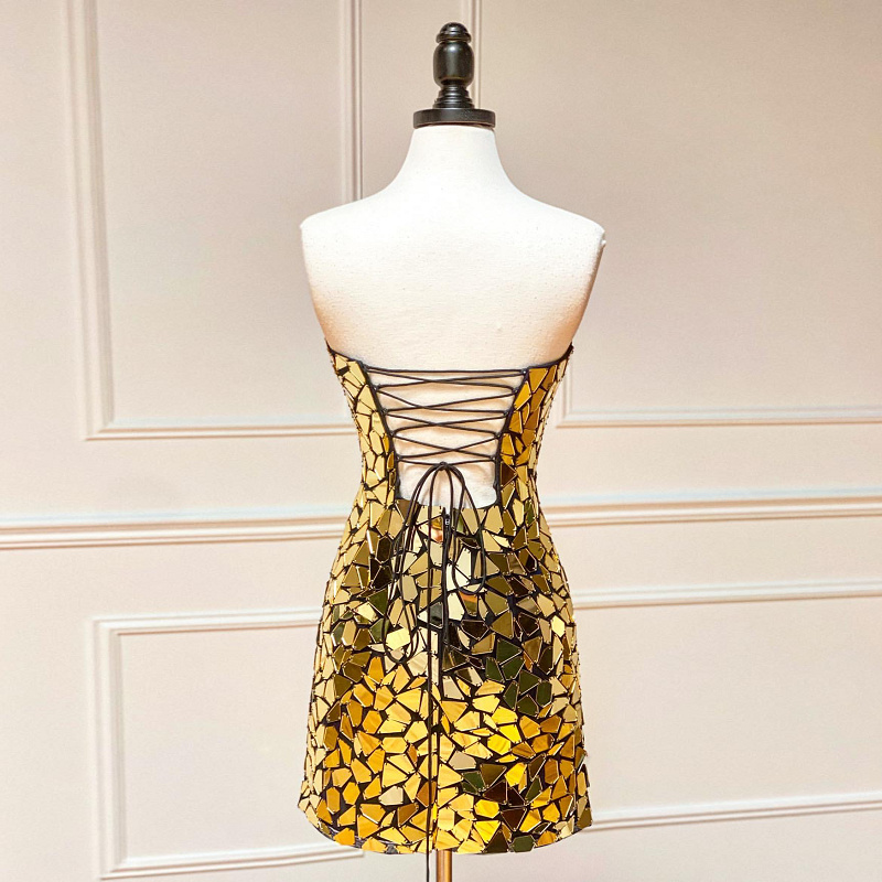 Sparkly Sexy Short Prom Dresses For Women Strapless Sleeveless Mini Skirt Lace Up Backless Cocktail Dress Robe De Bal, Brown
Sparkly Sexy Short Prom Dresses For Women Strapless Sleeveless Mini Skirt Lace Up Backless Cocktail Dress Robe De Bal, Brown
