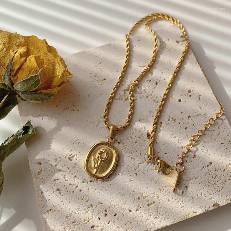 Pendant Necklaces Flashbuy Fashion Twist Chain Stainless Steel Flower Necklace For Women Gold Color Statement Jewelry Pendientes
Pendant Necklaces Flashbuy Fashion Twist Chain Stainless Steel Flower Necklace For Women Gold Color Statement Jewelry Pendientes