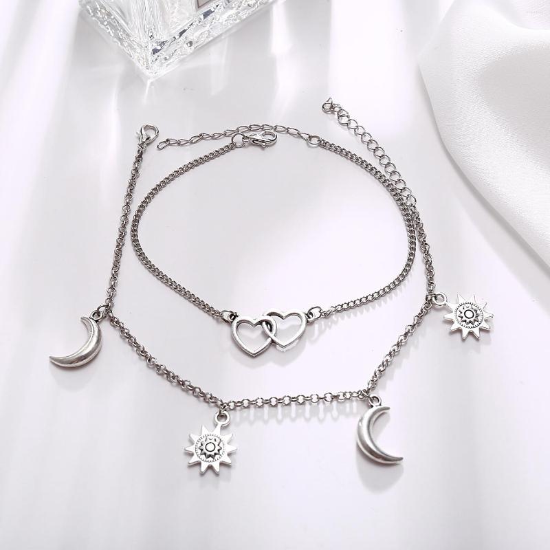 Anklets Summer Vintage Sun Moon Metal Double Layer Anklet For Women Femme Foot Jewelry Boho Barefoot Heart Beach Ankles Bracelet 
Anklets Summer Vintage Sun Moon Metal Double Layer Anklet For Women Femme Foot Jewelry Boho Barefoot Heart Beach Ankles Bracelet