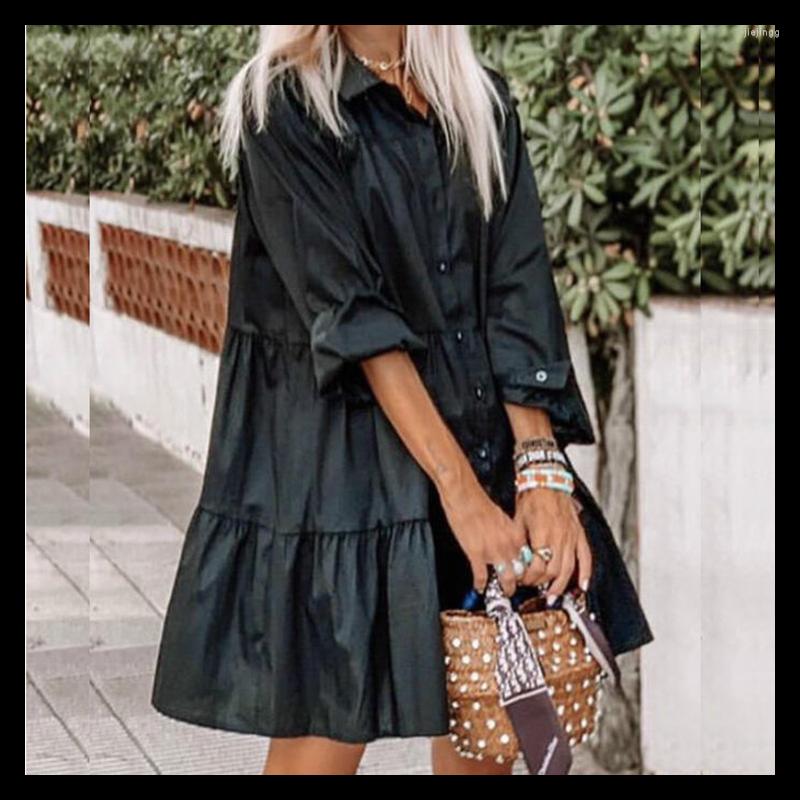 Casual Dresses Summer Color Stitching Loose Lapel Shirt Womens Mini Dress Fashion Short A-line Skirt Large Plus Size -40, Black
Casual Dresses Summer Color Stitching Loose Lapel Shirt Womens Mini Dress Fashion Short A-line Skirt Large Plus Size -40, Black