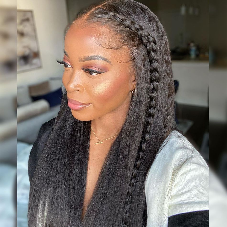 Kinky Straight Wig Transparent full Lace Frontal Wig Curly full lace Human Hair Wigs Glueless Pre Plucked Glueless Closure Remy 130% HD invisible