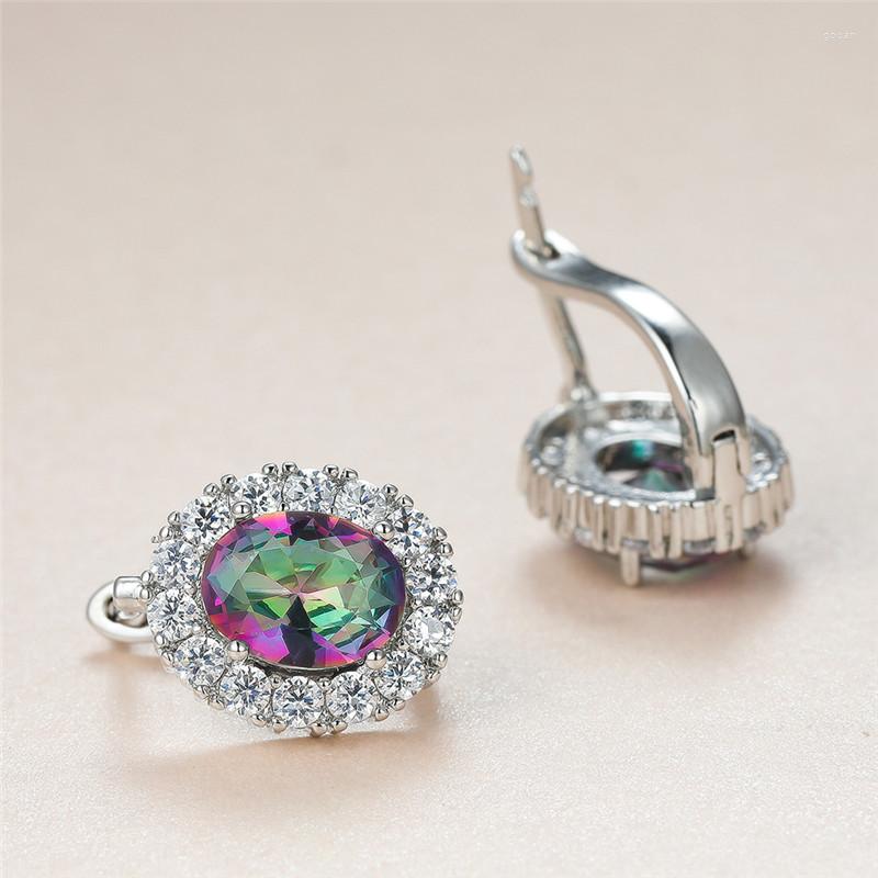 Hoop Earrings Charm Multicolor Oval Stone For Women Wedding Jewelry Vintage Fashion Rainbow Crystal Zircon Silver Color
Hoop Earrings Charm Multicolor Oval Stone For Women Wedding Jewelry Vintage Fashion Rainbow Crystal Zircon Silver Color
