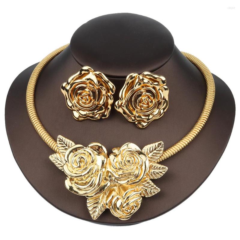 Necklace Earrings Set Fashion Women African Dubai Golden Copper Necklaces Hoop For Italian Bridal Wedding Accessories, Picture shown
Necklace Earrings Set Fashion Women African Dubai Golden Copper Necklaces Hoop For Italian Bridal Wedding Accessories, Picture shown