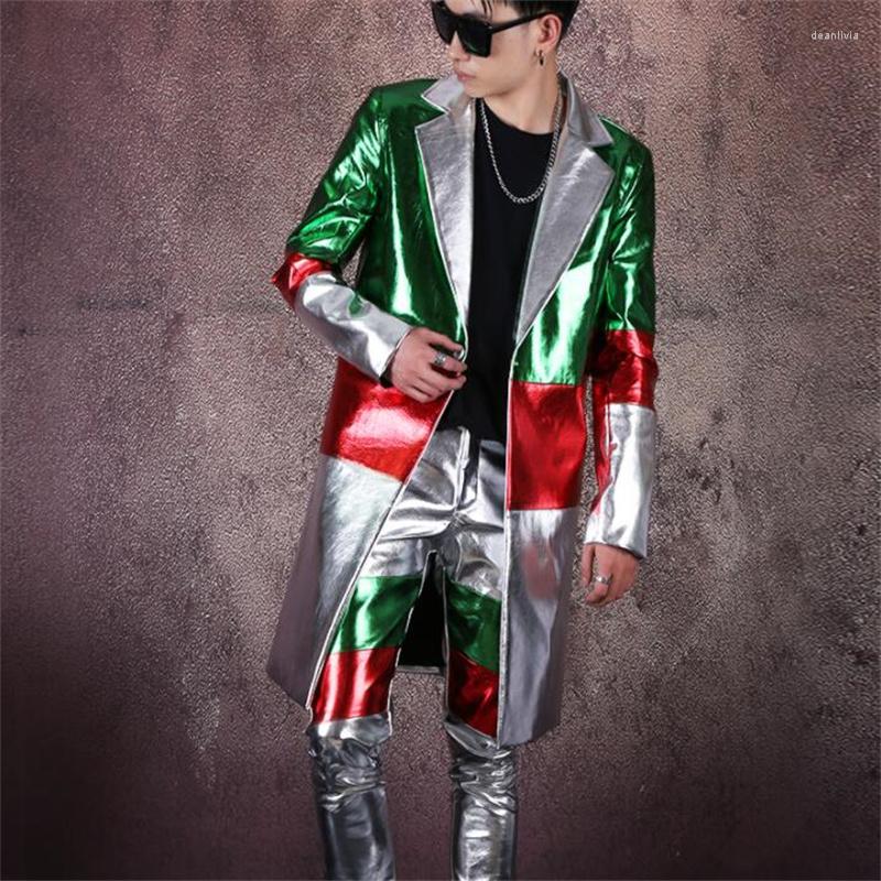 Men's Suits Blazer Men Suit Stitching Leather Jackets Mens Mid-length Costume Singer Star Style Dance Stage PU Clothing B606, Photo
Men's Suits Blazer Men Suit Stitching Leather Jackets Mens Mid-length Costume Singer Star Style Dance Stage PU Clothing B606, Photo