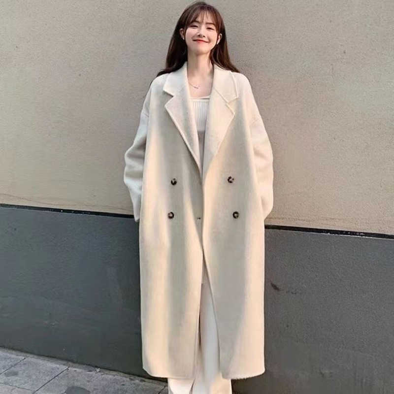 luxury winter womens woolen coats max designer cashmere coat solid color lace-up long thermal coat, White
luxury winter womens woolen coats max designer cashmere coat solid color lace-up long thermal coat, White