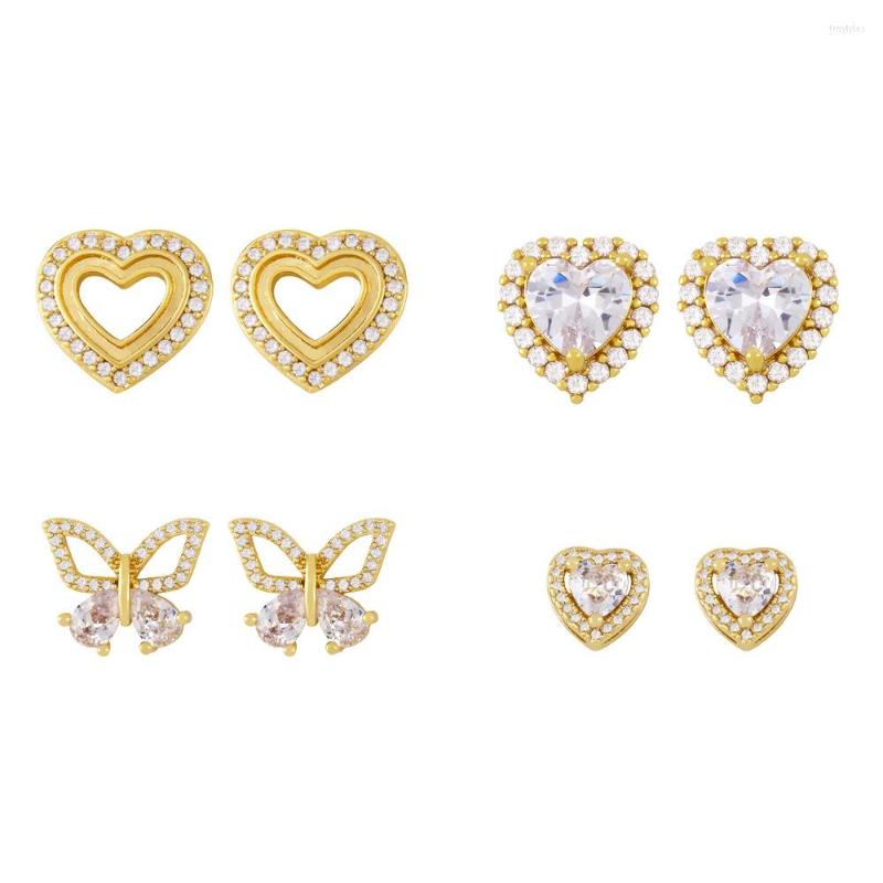 Stud Earrings FLOLA Copper Zircon Heart For Women White Stone Crystal Gold Plated Butterfly Jewelry Ersy11
Stud Earrings FLOLA Copper Zircon Heart For Women White Stone Crystal Gold Plated Butterfly Jewelry Ersy11